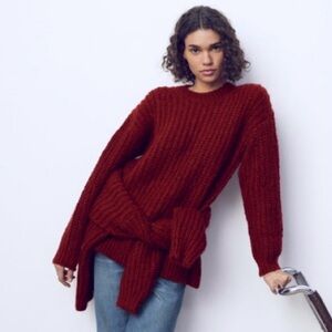 Zara Dark Burgundy Chunky Knit Sweater